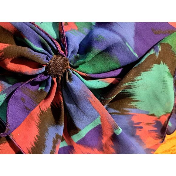 Vintage Teal Purple Blue Black Scarf Wrap with Hook and Loop Closure 23x11 - Picture 4 of 4